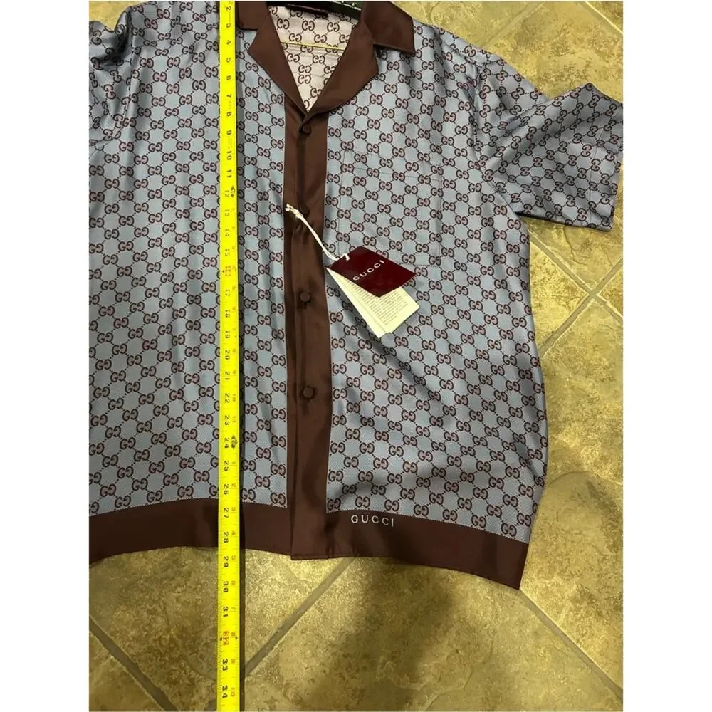 Men's Gucci 100% silk bowling shirt size 50/large US made in Italy